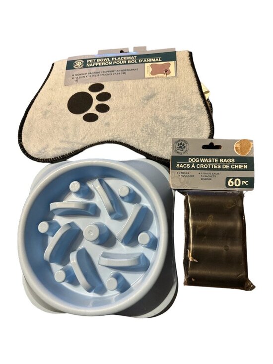 Unbranded Other - Dog Slow Feeder Bowl Pet Bowl Placemat Dog Waste Bags Set of 3